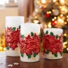 3 bougeoirs LED poinsettia
