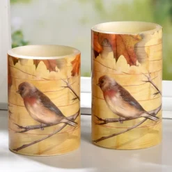 2 bougies LED automne