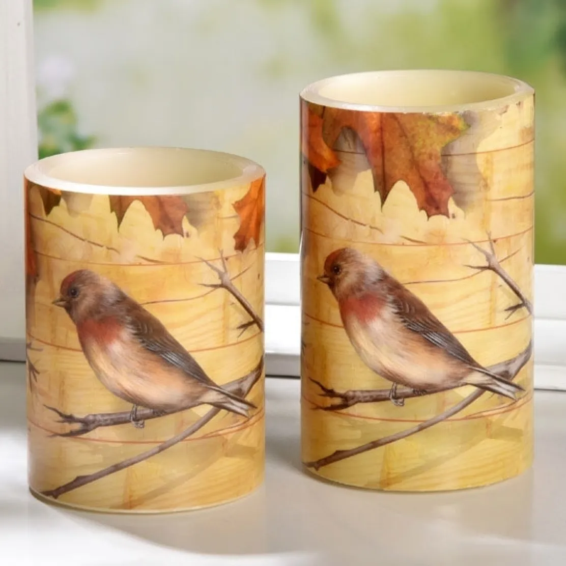 2 bougies LED automne