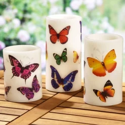 3 bougies LED papillons
