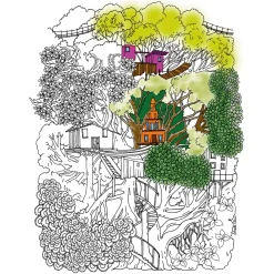 20 illustrations à colorier - Villes sauvages