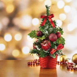 6 mini sapins rouges