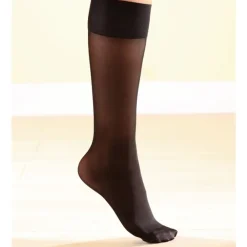 3 paires mi-bas contention légère Noir/ naturel