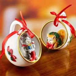 4 tasses décoration chatons Noël