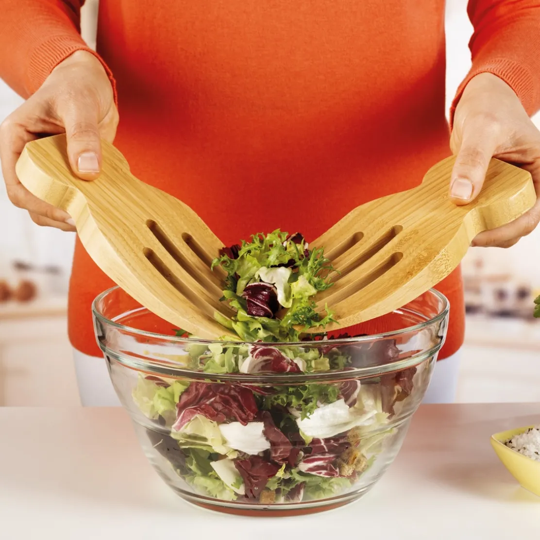 Couverts à salade bambou