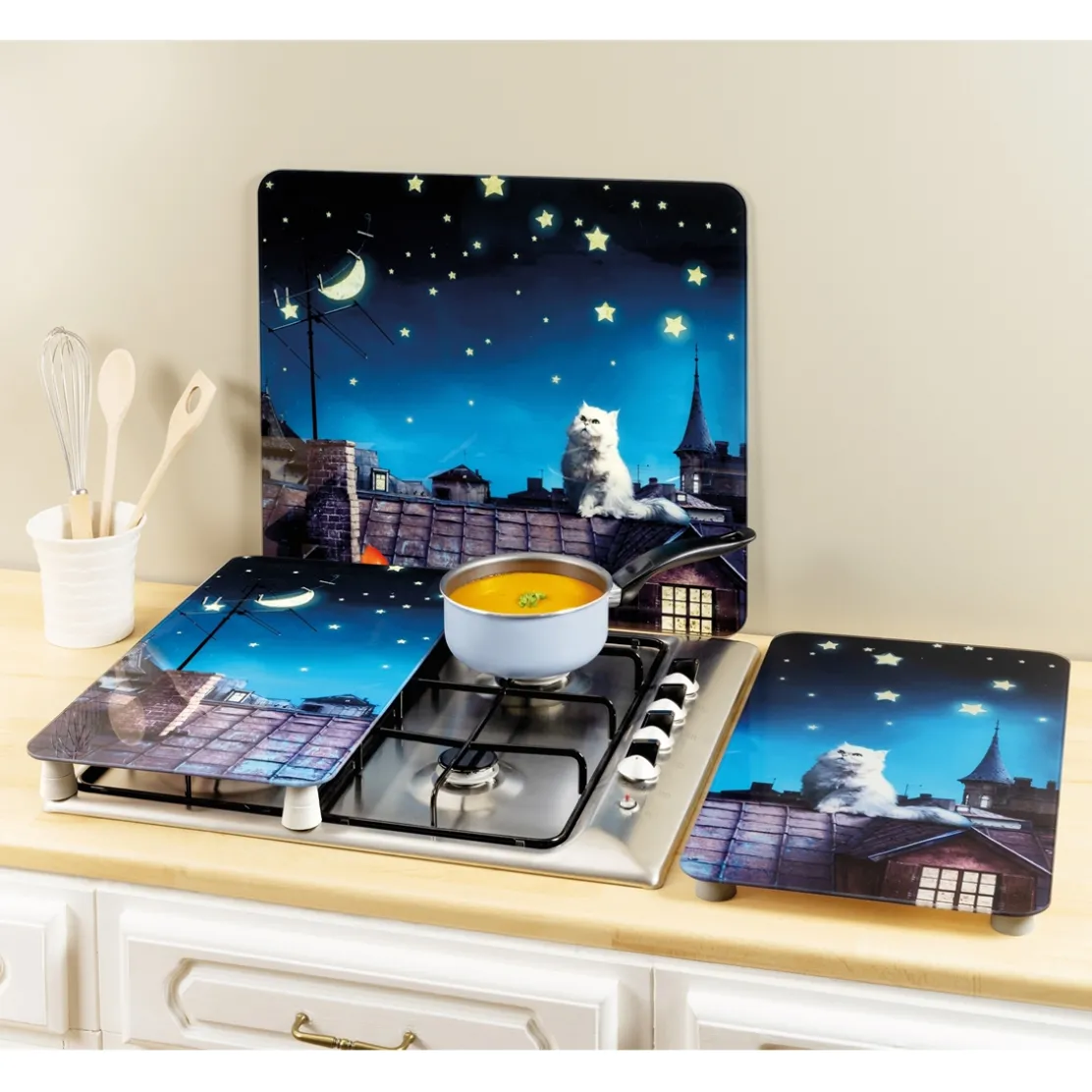 Couvre plaques Moon cat ou Lot de 2