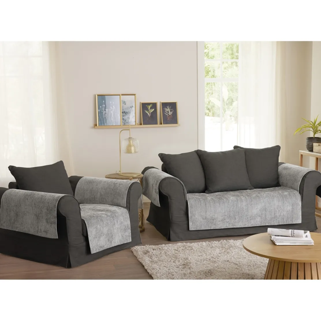 Couvre-fauteuil ou canapé antidérapant