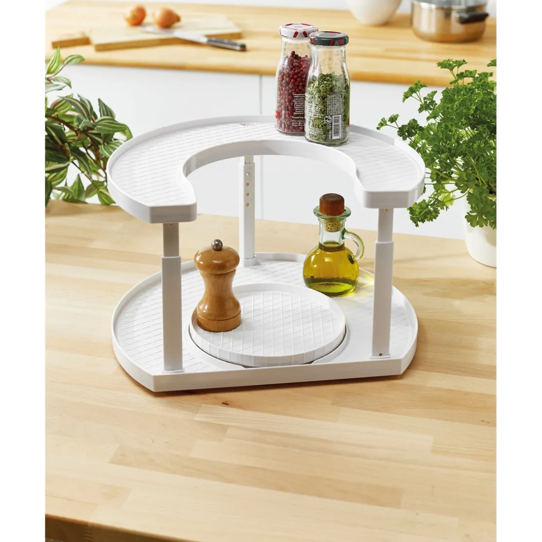 Double plateau épices rotatif