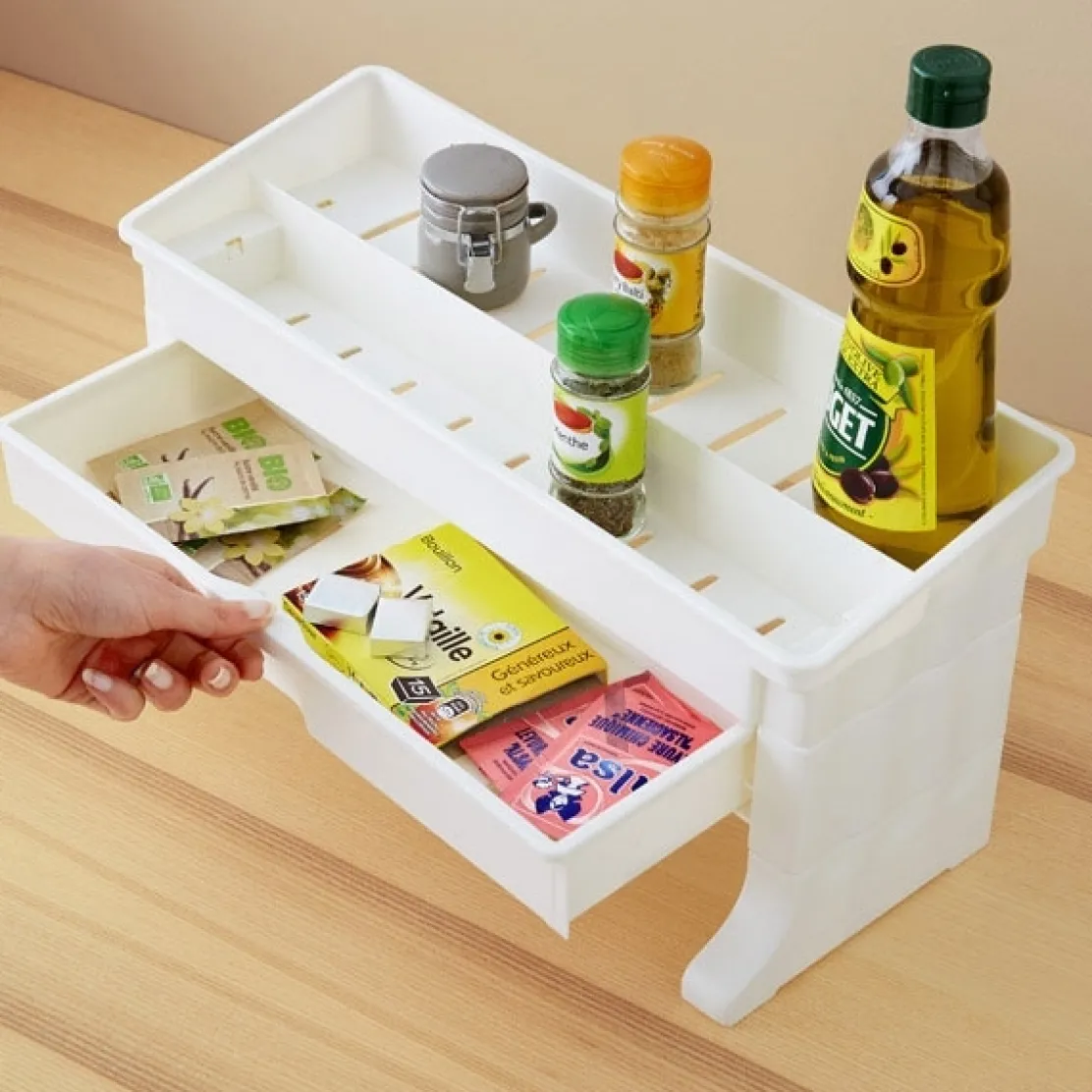 Etagère d'appoint à tiroir : Vert ou Blanc