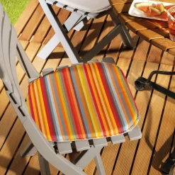 Galette de chaise extérieure rayée ou taupe