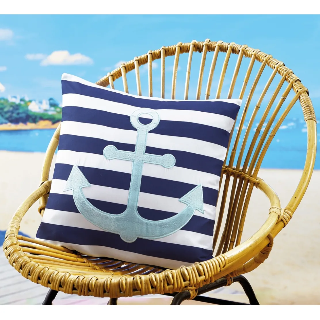 Housse coussin ancre