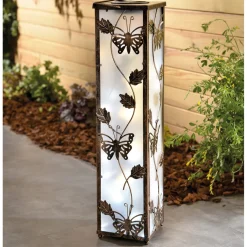 Lampe de sol papillons solaire