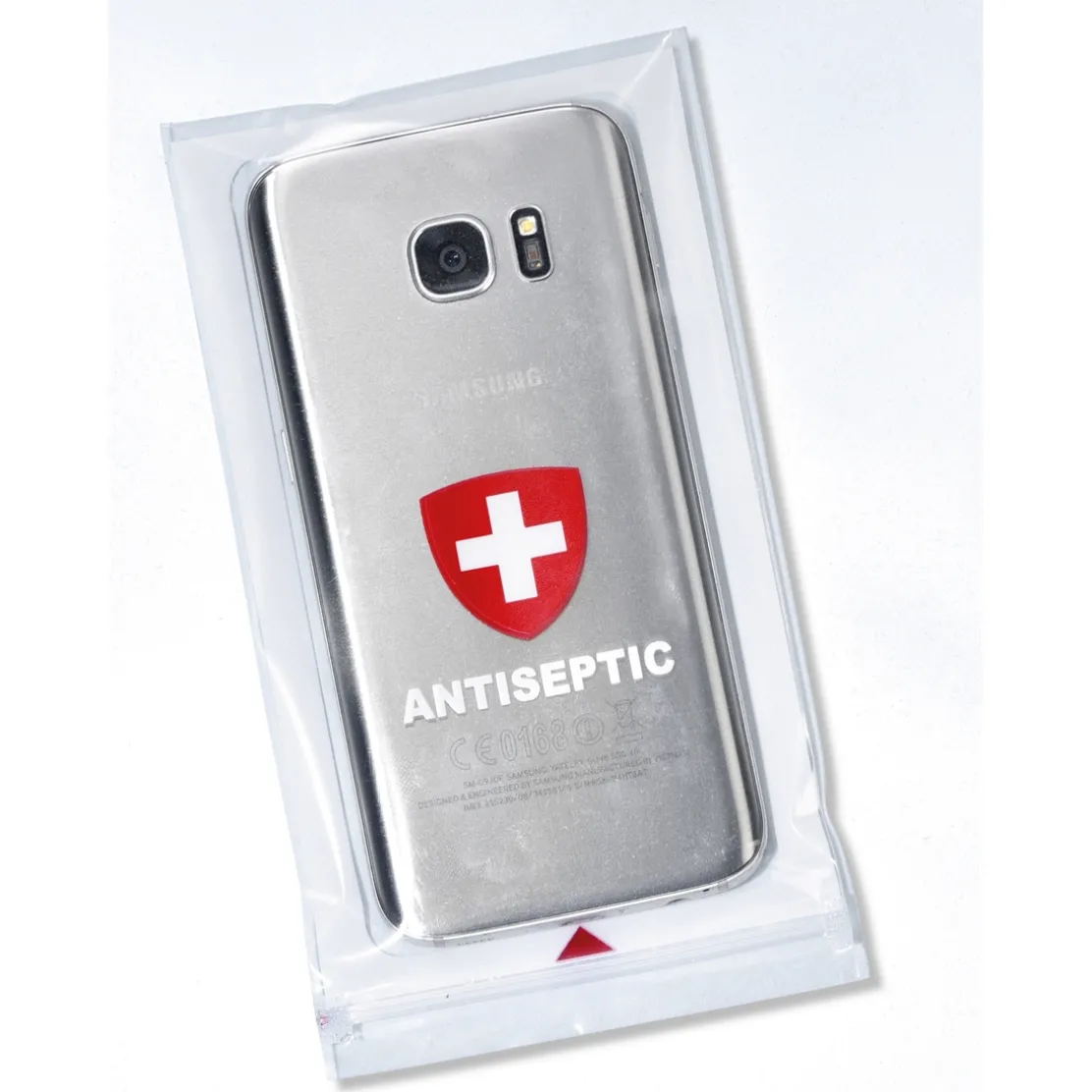 Lot 4 pochettes antiseptiques téléphone : 2 modèles