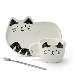 LOT DE 2 ASSIETTES ET TASSES CHAT
