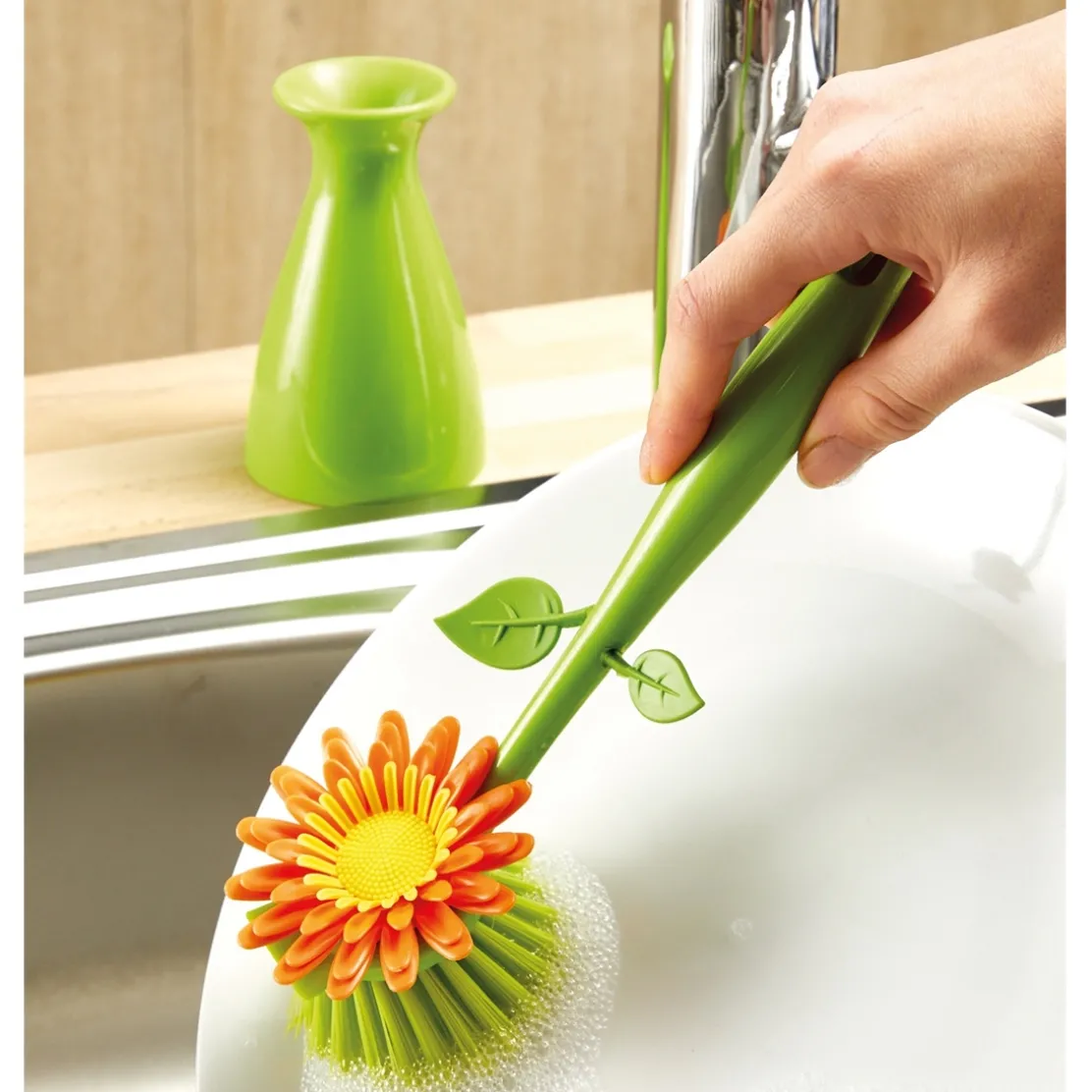 Lot de 2 brosses vaisselle fleur