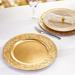 Lot de 4 dessous d'assiettes dorés