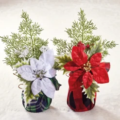 Lot de 2 poinsettias : 1 rouge + 1 blanc