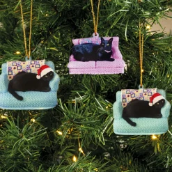 Lot de 3 suspensions chats couchés