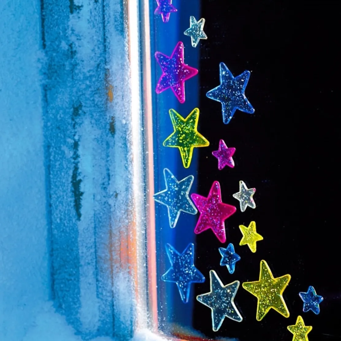 Lot de 16 étoiles gel paillettes