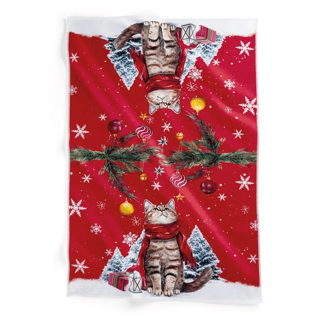 Lot de 2 torchons chat Noël