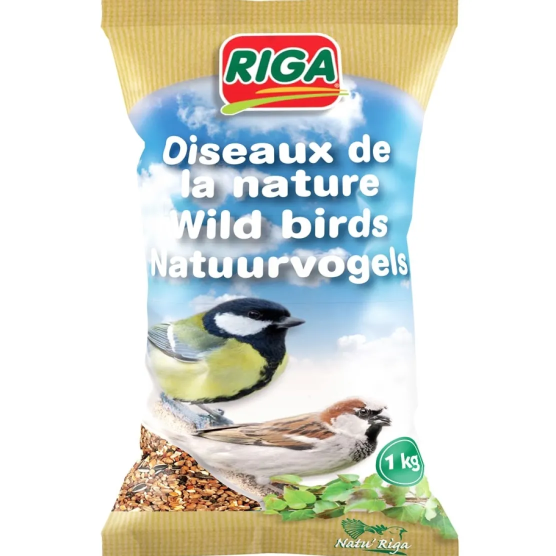 Mangeoire pour oiseaux + 1kg de graines + 10 boules de graisse