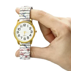 Montre blanche élastiquée imprimée