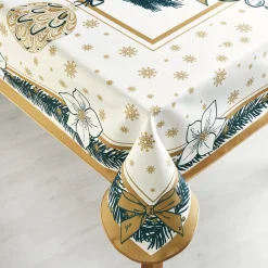 Nappe Noël blanc et or