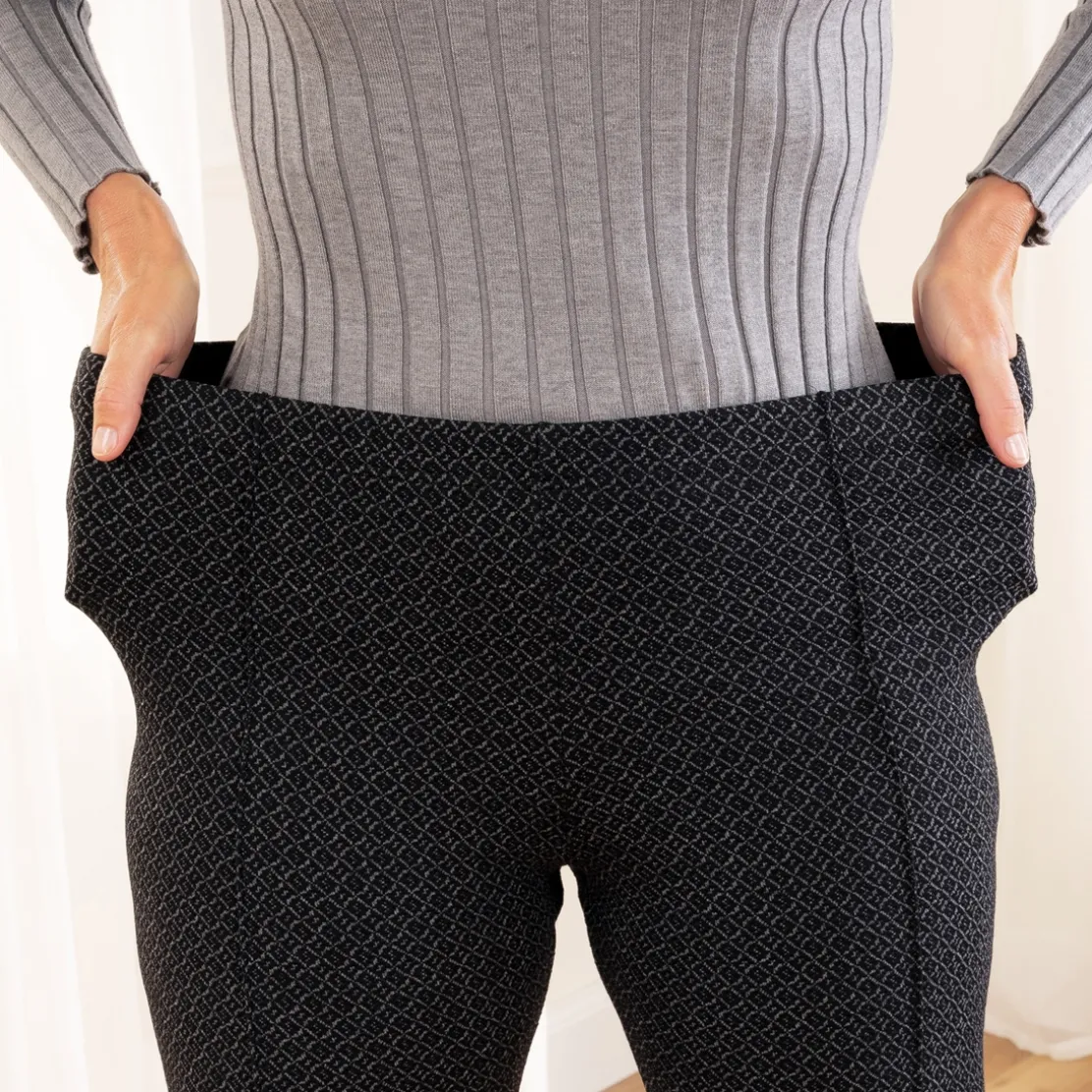 Pantalon jacquard noir ou gris