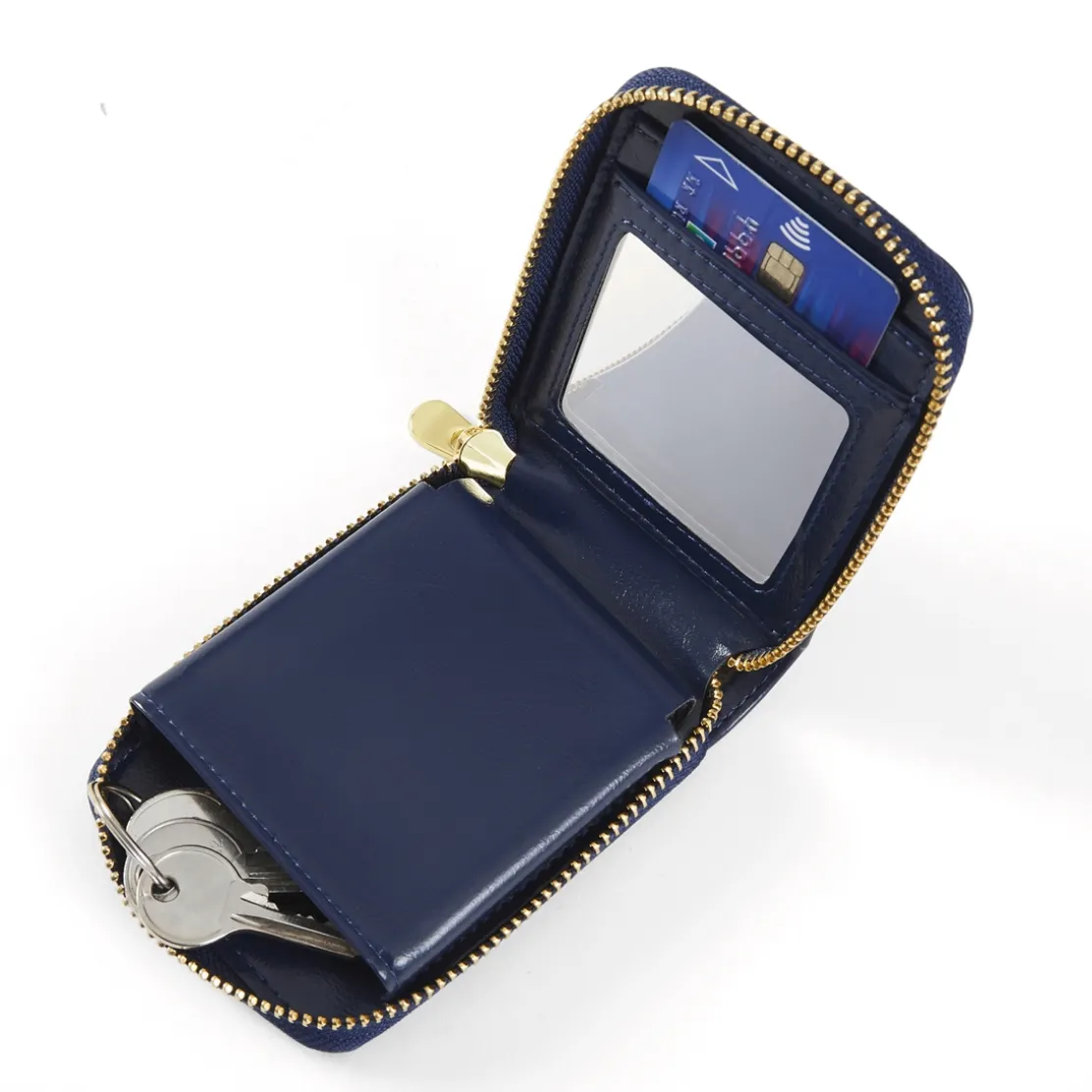 Porte-cartes miroir : marine ou rose