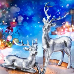 Renne argenté couché ou debout