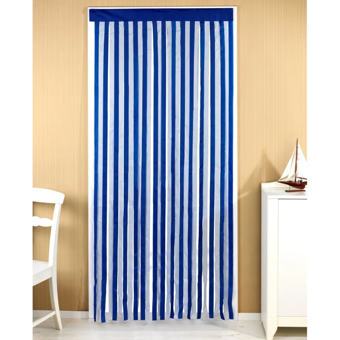 Rideau de porte : Gris/blanc ou Bleu/blanc