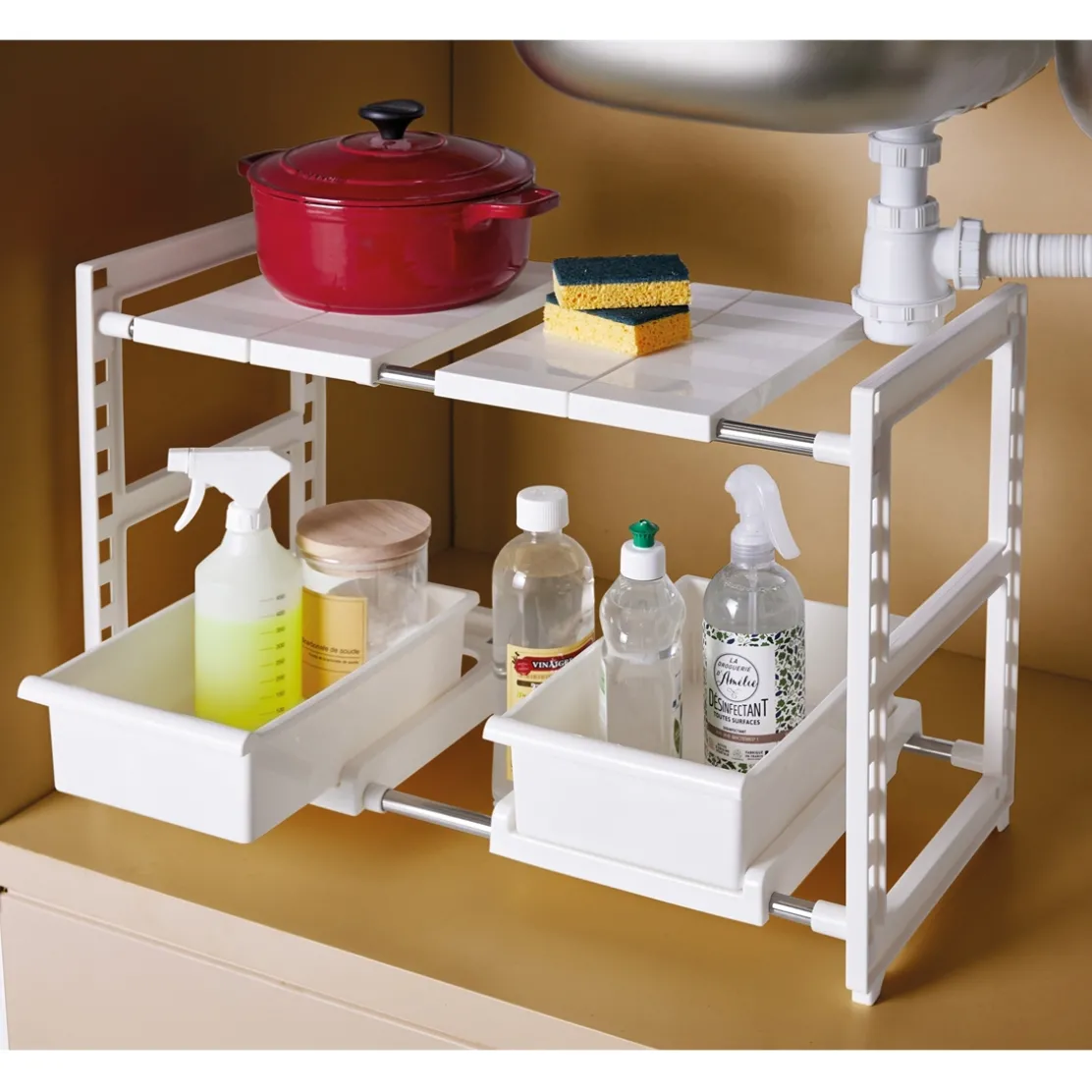 Sous-évier réglable 2 tiroirs