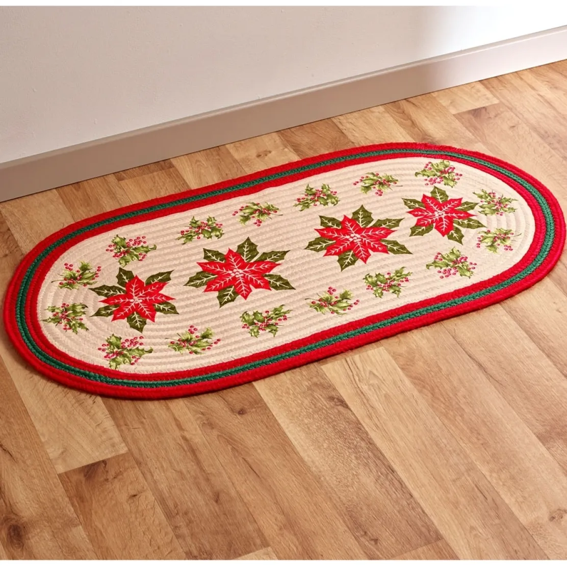 Tapis ovale poinsettias