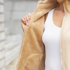 Veste zippée chaude beige